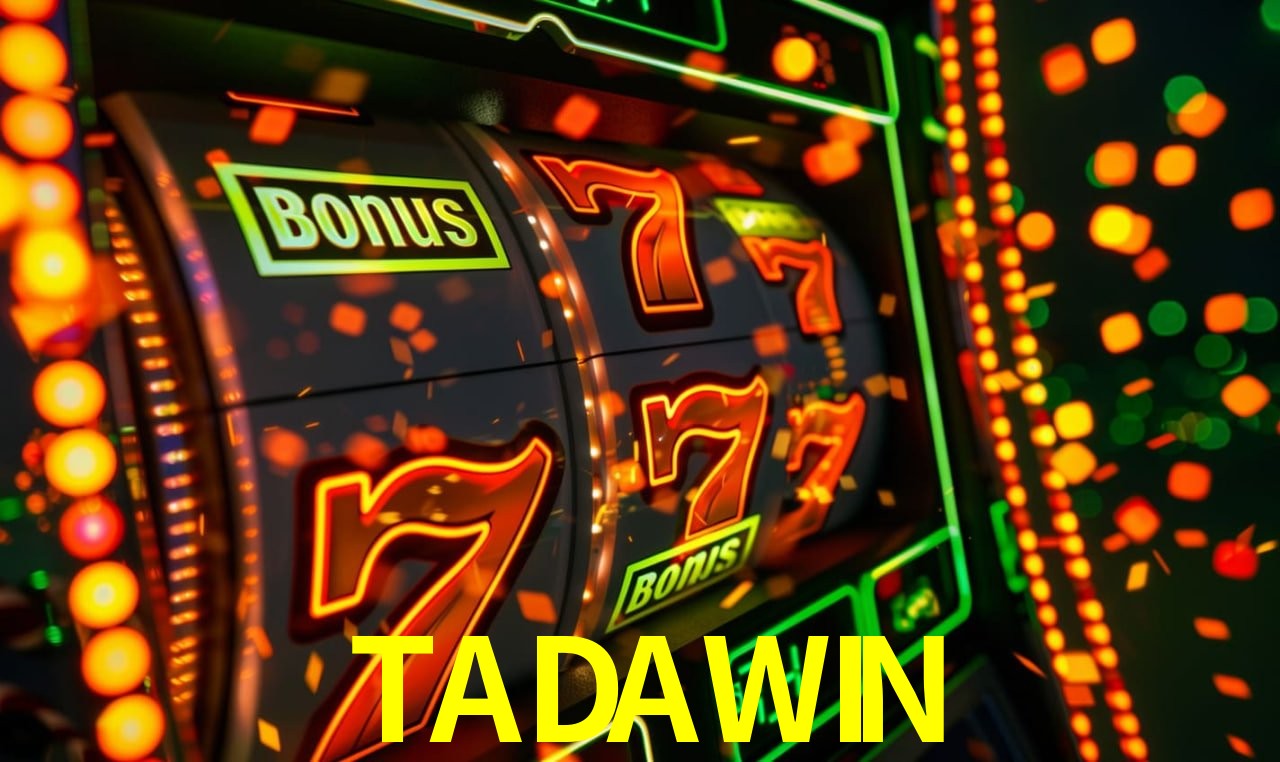 Escena dinámica inspirada en casino con iluminación TADAWIN, cartas, fichas e íconos de juegos digitales en un espacio moderno de juegos.