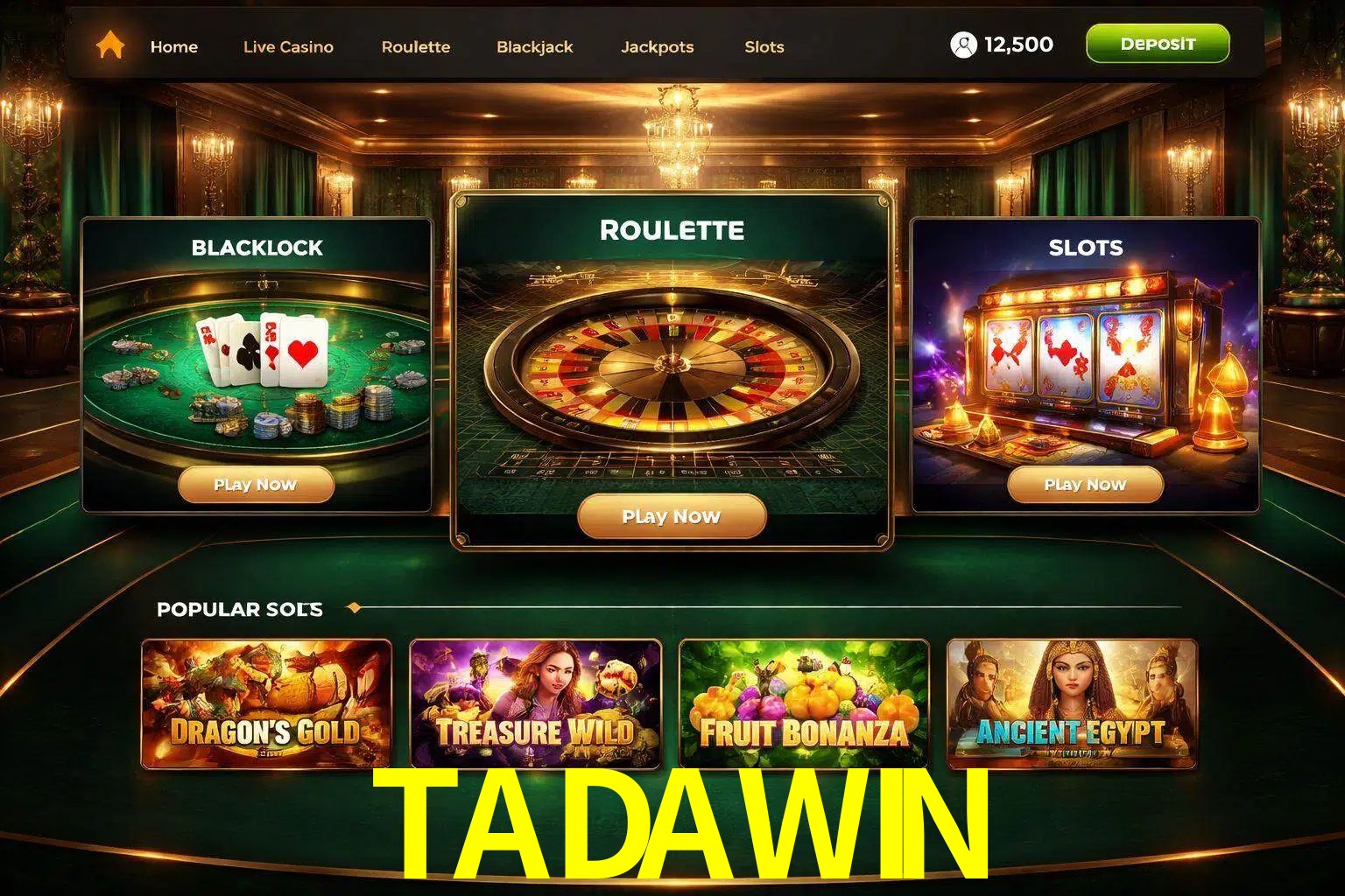 Vista de la plataforma TADAWIN Casino mostrando categorías organizadas de juegos en línea